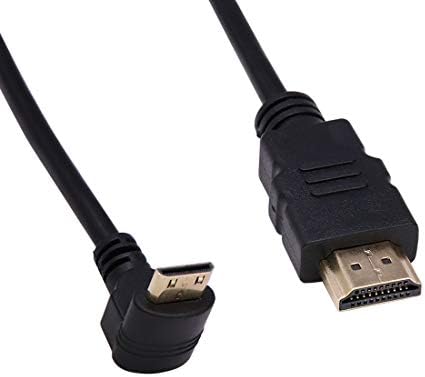 Високоскоростен кабел Mini HDMI-HDMI за подкрепа на фотоапарати, видеокамери, цифрови огледално-рефлексни фотоапарати, таблети, телевизори и други устройства, HDMI (90-градусов A конектор за директна връзка C 0,6 м)