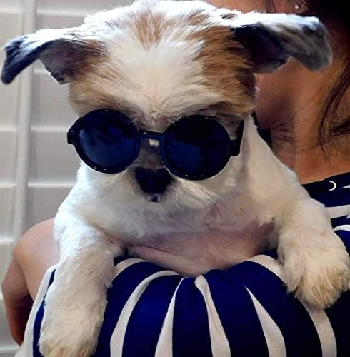 Кръгли Слънчеви очила за домашни любимци G016 за малки кучета с тегло до 15 кг (черен)