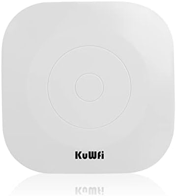 Точка за достъп за WiFi 6, Безжичен Тавана AP router KuWFi с 48V PoE Инжектиране, 2,4 G и 5,8 G Високоскоростен антена с висока мощност 1800 Mbps 4x5* dBi, Gigabit порт RJ-45 за дома, офис, апартамент