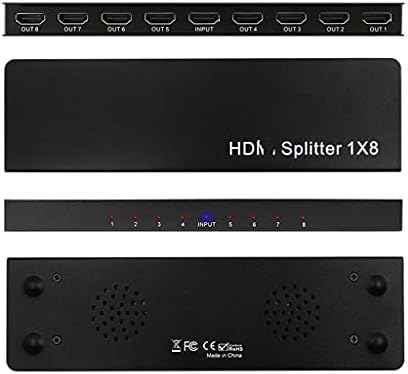 JAHH HDMI Splitter най-Добрите сделки Ultra HD 8 пристанища 1 в 8 изхода 1x8 HDMI Splitter Аудио Видео 1080P HD 3D HDTV на DVD (Цвят: както е показано, размер: един размер)