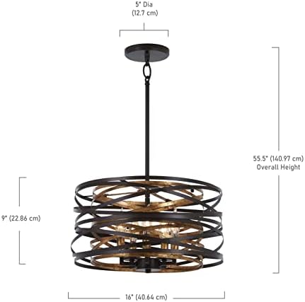 Окачен тавана лампа Minka Lavery 4675-111 Vortic Flow, 5 Лампи с мощност 300 W, Тъмно-Бронз
