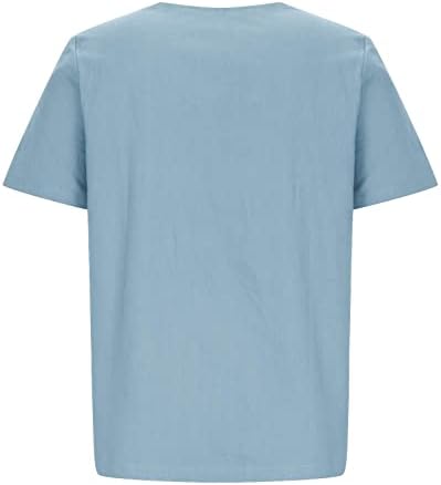 Женска Тениска с Къс ръкав 2023, Летни Памучни Ленени Ризи Свободно Намаляване С Принтом, Ежедневни Блузи с кръгло деколте, Елегантни Блузи