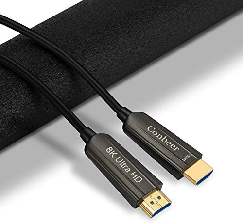 Оптичен кабел HDMI Conbeer, 8K, HDMI 2.1 Високоскоростен 48 gbps, 8K при 60 Hz, 4K при 120 Hz, Динамичен HDR 10, eARC, HDCP2.2, аудио кабел 4:4:4 за вграждане в стена -20 m/65 метра