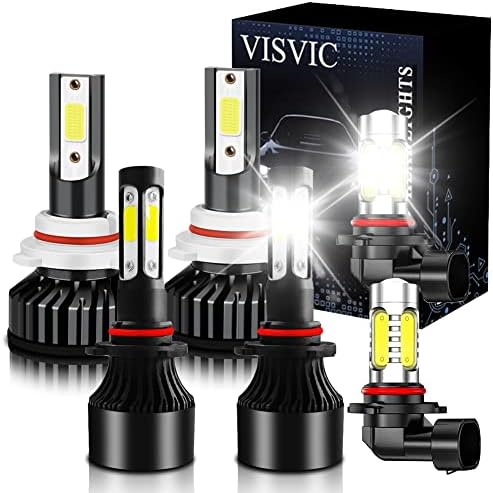 VISVIC Подходящ за DODGE RAM 1500 2500 3500 С прожектор (2013-2015) 9005 + 9012 led лампи далечния къси светлини + 9145 led крушки на фаровете фарове за мъгла, 4-обикновен комплект за преобразуване на led фарове 6500