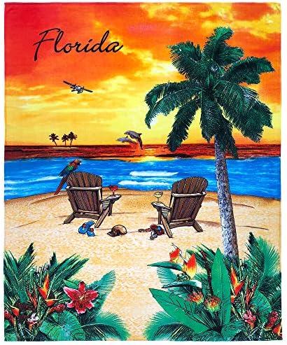 Карта на Флорида Плажна Одеяло 54 x 68 см Плажна Кърпа Памук Семеен Размер - Сувенир, Туристическа карта