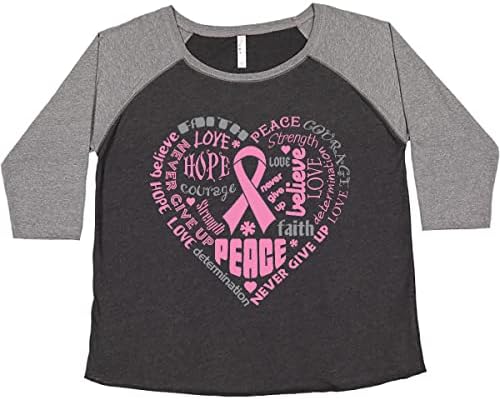 Женска тениска Размер на Плюс с Надпис inktastic Breast Cancer Awareness Сърце Words