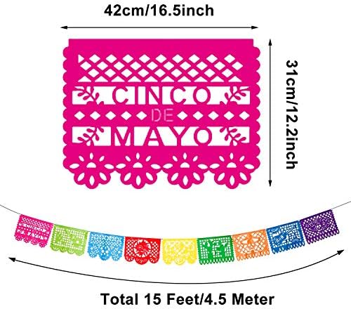 4 Опаковки Мексиканския Партиен банер Голям Пластмасов Банер Papel Picado Fiesta Пластмаса Банер Мексиканска Фиеста Висящ Банер Знамена Cino de Mayo Fiesta Вечерни Декорация на 4 Различни дизайна, с Обща дължина 60