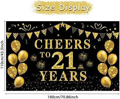 Trgowaul Украса за парти на 21-ия рожден ден за нея и него, Черно Златен Фон за банер на 21 година, на Фона на Парти на 21-Годишния Рожден Ден За жените и Мъжете, Фон За Снимки
