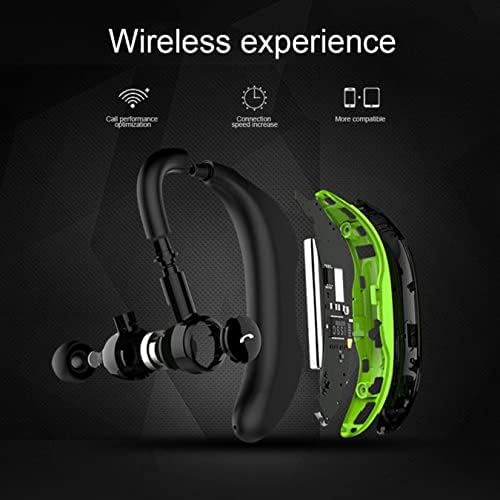 Безжична Слушалка RISTARWH, ушите с един Bluetooth-жак, Стерео Бас, Спортни слушалки с усилвател, Бизнес Ухото на Куката с микрофон за шофьор на камион/водача/Бизнес (Зелен)