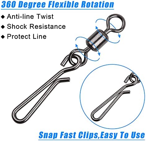 Бочкообразная Капаче на Ротационен механизъм за Завъртане с Висящи Капаче Повратна Комплект, 60/200 бр. Риболовни Скоби за Бърза Смяна на Риболовна Безопасна Горна Аксесоари За Сладководни Тралене в Морската Вода, Риболовни