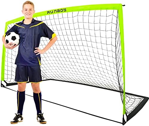 RUNBOW 9x5 фута Преносими детски футболни порти за двора, за възрастни, юноши и девойки Голяма тренировочная футболна мрежа с чанта за носене
