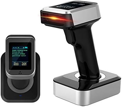Баркод скенер Symcode 2D QR Bluetooth с экранным екран и зарядно устройство база, 3 в 1, който е съвместим с Bluetooth и wi-fi и кабелен интернет 2,4 Ghz с цветен LCD дисплей 1.8 инча TFT