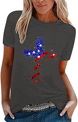 Дамски тениски MIASHUI Running, дамски ежедневни тениска с принтом Ден на независимостта, звезда, риза с къс ръкав, свободна ежедневни