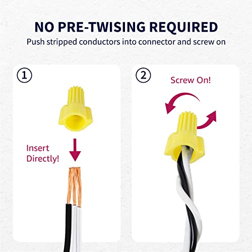 ZONE INDUSTRY CORP. 500 БР. Конектори за кабели с жълти като, AWG 18-10, Лесно закручивающийся винт на Ребрена капак за бърза връзка, Гайка за електрически кабели с изолация с пружина