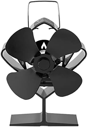 YYYSHOPP Черно Камина 4 Вентилатор за печки с топлинна захранването, Дърво Горелка, Екологично Безшумен вентилатор, Ефективно разпределение на топлината в дома (Цвят: с термометър)