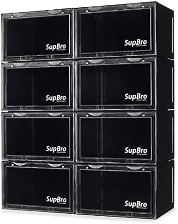 Кутия за събиране на SupBro - Кутия за съхранение на обувки с лесен достъп -Пластмасова Сгъваема, Штабелируемая Витрина за съхранение на маратонки със светлоотразител