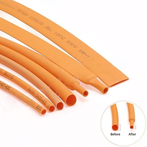 MYCZLQL Оранжево 2: 1 Свиване тръба Φ1 Мм - Φ50 мм Пластмасова кабел Електрически ръкав 1/3/5/10 метра (оранжев цвят x 10 м, размер: 16 мм)