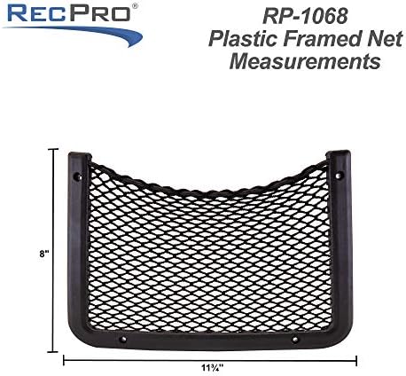 Мрежест джоб с еластична мрежа RecPro в рамката за кола, АВТОБУС | Ръчен държач за съхранение на RV | Джоб за карти | Лека Черна рамка | Mesh мрежа | Джоб за карти (8 x 11)