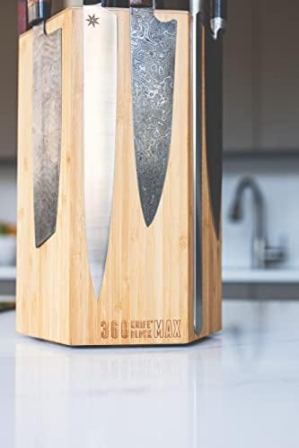 360KB MAX ™ - магнитен въртящи ножевой блок с горните прорези, с капацитет повече, отколкото за 20 ножове - най-големият в семейството на 360 Knife Block ®. (Меден бамбук)