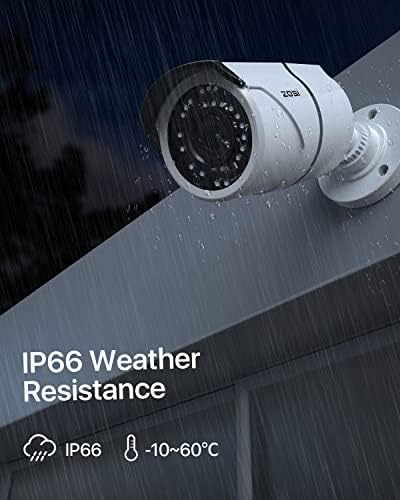 ZOSI 2 пакет 5-мегапикселова допълнителна IP камера за сигурност POE с кабели за Ethernet, градинска пуленепробиваемая камера за нощно виждане 120 фута, защитени от атмосферни влияния IP66, съвместим видеорекордер ZOSI