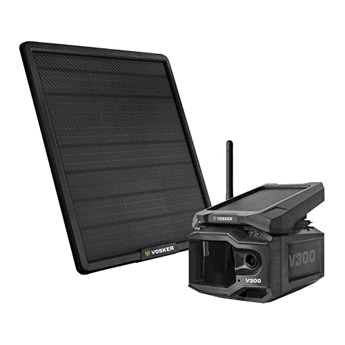 Външна камера за сигурност Vosker V300 Live View + Универсален комплект слънчеви панели - Клетъчна мрежа 4G-LTE на слънчеви батерии включени | Wi-Fi не се изисква | видео сигурност?