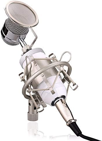 TWDYC Микрофон + Linear + Комплекти микрофони + Метален комплект шок закрепване Ударное планина за намаляване на шума при работа (Цвят: бял)