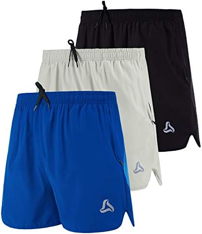 Мъжки спортни къси панталони SILKWORLD, Ластични Шорти за бягане, бързо съхнещи Леки Летни къси Панталони с джобове с цип (опаковка от 1,2,3 бр.)