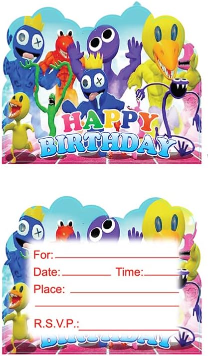 LOVSTAY 20 броя Покани за рожден ден с дъга приятели, покани за парти с дъга приятели, аксесоари за украса на парти по случай рожден ден (1)