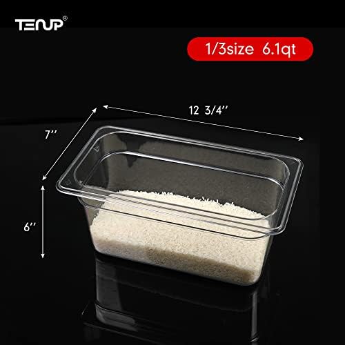 TenUp 6 опаковки, размер 1/3, 6-инчов дълбока форма за заведения от прозрачен поликарбонат с капак