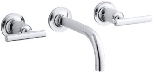 Довършителни миксер (KOHLER) K-T14412-4-CP Purist с две Дръжки за Стенен монтаж, Полиран Хром