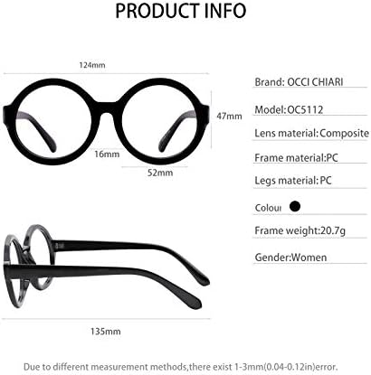 OCCI CHIARI Големи Кръгли Очила за четене за жени 1,75 Дизайнерски Ридеры 0 1.0 1.25 1.5 1.75 2.0 2.25 2.5 2.75 3.0 3.5( Черен,1,75)