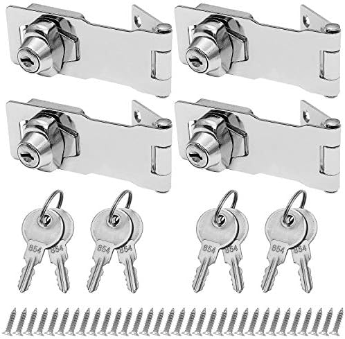 Заключване на бравата е с ключ в опаковка 4 x 1-5 /8 инча с въртяща се дръжка, Заключване на Бравата е с ключ за Малки Врати, чекмеджета, Шкафове и още много Други, Хром Замък и Капаче от Неръждаема Стомана с Ключове