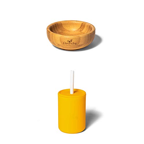 Мини-Бамбук Купа Avanchy Bamboo La Petite + Силиконова чаша Avanchy La Petite Mini Mini - Жълт