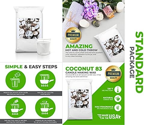Смес от естествени кокосови восък True Coconut Premium за луксозна изработка на свещи със собствените си ръце - Произведено в САЩ (кутия с тегло 6 кг)