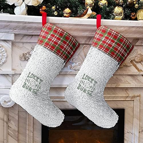 Щастливата медицинска Сестра Детелина Сърцебиене Коледни Чорапи С Пайети Коледно Дърво, Декорация на Празнична Украса за Вътрешно Външно у Дома