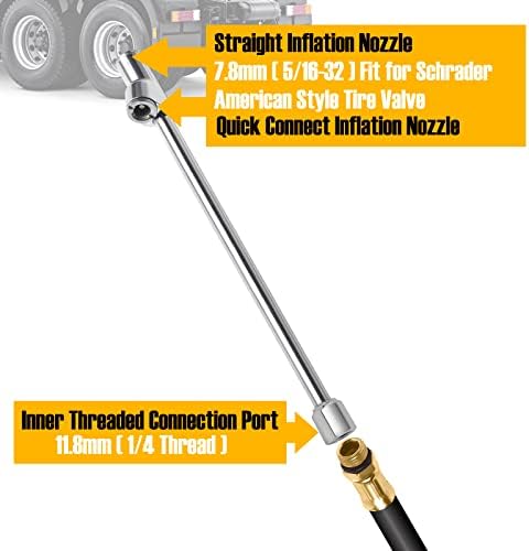 Brliantux Тежкотоварни 1/4 инчов жак NPT с по-голям радиус на действие, Двухголовочный въздушен Патрон с директен Прическа, Быстроразъемный Преходен Прът клапан гуми Schrader 7,8 мм, 5/16-32NPT (без полиуретанова капачки,
