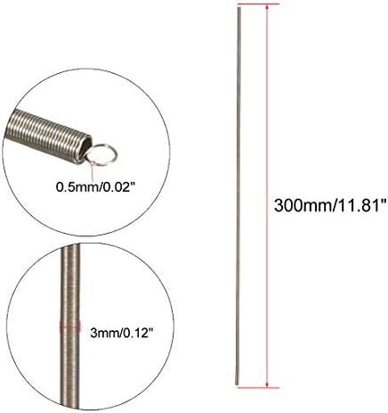 uxcell по-дълги Пружина Напрежение Диаметър 0,02, 0,2 OD, Свободна Дължина 11,81 Малката Пружина Напрежение с Двойна Кука от Неръждаема Стомана за Машиностроенето, Промишлен