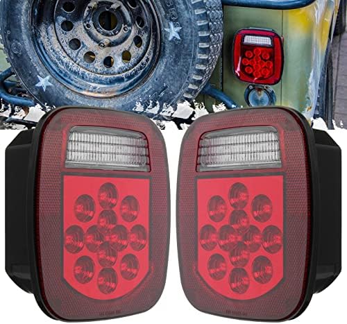 Задните светлини VINAUO АВТОБУСА, Комплект led светлини за ремарке 39, Задните светлини за ремарке със спиране и завъртане за камион Jeep CJ YJ JK, Комплект led светлини за ремарке 12 В червено/бяло (опаковка от 2)
