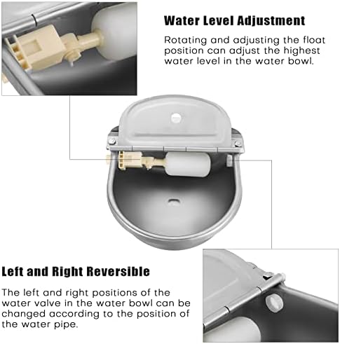 FLKQC Автоматична Чаша за питейна вода за животните, Улуци за вода от неръждаема стомана за домашния добитък, Диспенсер за вода за Коне, Кози, свине, Кучета, А за домашните любимци (Без дренажни отвори)