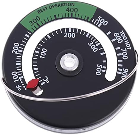 UXZDX CUJUX Магнитен Термометър за полицата печки, следи температурата на камината, топла камина (Цвят: черен, размер: 6,3x1 см)