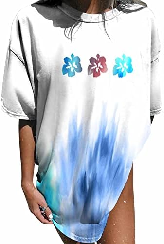 Блуза Дамски Памучен С Къс Ръкав Графичен Обяд Викториански тай-Дай Свободно Намаляване Блуза, Риза За Момичета 3T