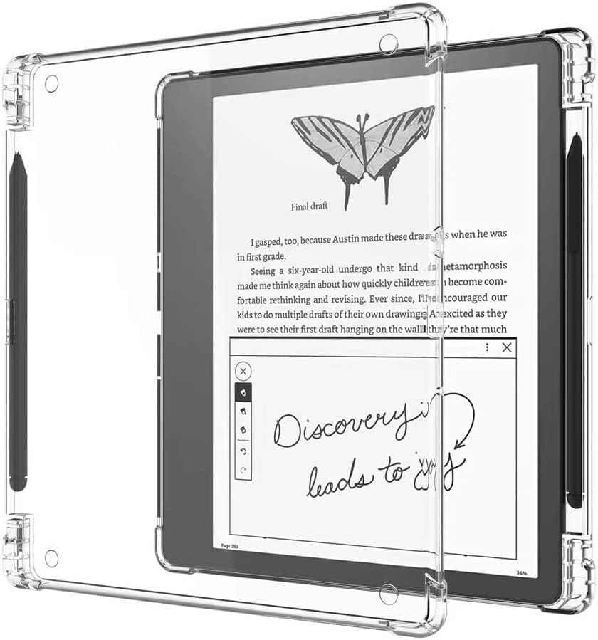Zeking Предназначен за Kindle Scribe Case, Защита от надраскване, Кристално Чиста гума TPU, Мека Кожа, Силикон, Вграден Държач за писалка, Защитен калъф за Kindle Scribe 10,2 (прозрачен)