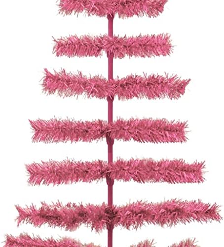 5 ФУТА Розова Сърма Коледна Елха Зелена Метална Основа Изкуствена Поставка За Четки В Комплекта, височина 60 см
