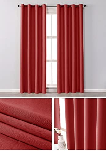 Daesar Плътни Завеси Комплект от 2 Панели, Пердета За Спалня С Проушиной От Полиестер Плътен Червен Цвят За Обработка на прозорци на Хола 54 W x 72Д