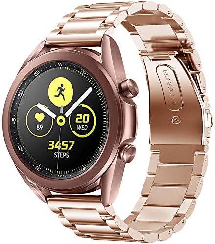 SHANGPULE е Съвместим с каишка Samsung Galaxy Watch 3, Метална верижка от неръждаема стомана, Съвместим с Samsung Galaxy Watch 3 (сребрист)