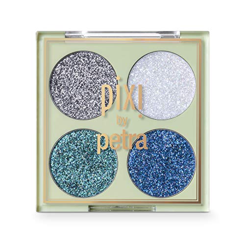 Pixi Beauty Glitter-y Eye Quad - BluePearl | Сенки За очи с четири Прессованными пайети | Козметика за очи С рициново масло и витамин е
