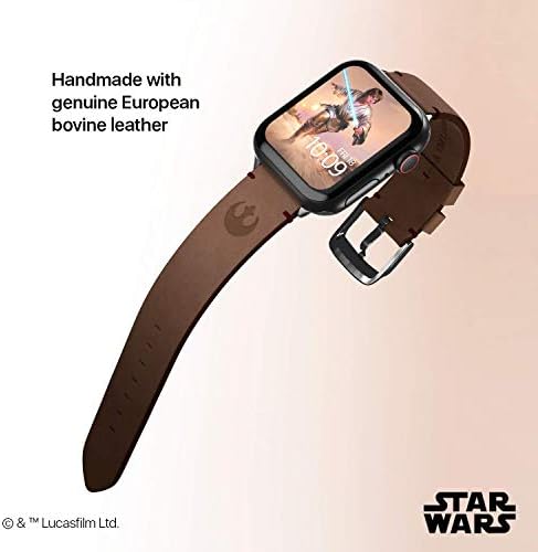 Класическа кожена каишка за умни часа Star Wars – Rebel – Официално лиценз, съвместим с всички размери и серии Apple Watch (часове в комплекта не са включени)