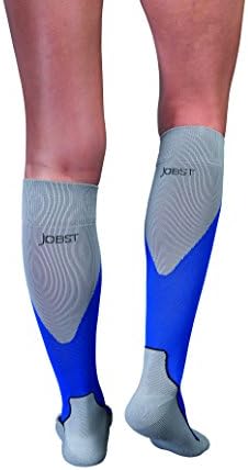Компресия чорапи JOBST Sport до Коляното 15-20 мм живачен стълб.ст., Кралско Синьо / Сиво, Среден