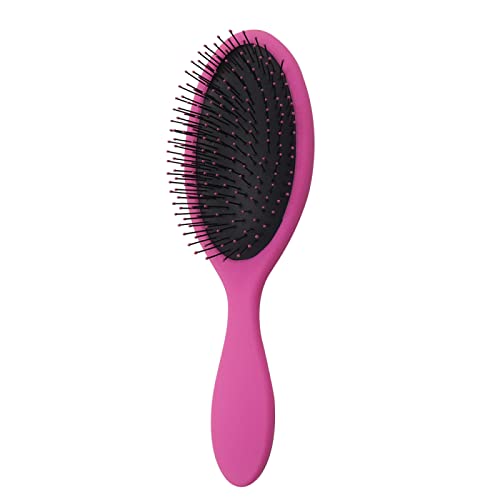 Дамски масажна четка за коса с найлон гумена дръжка, разматывающая четка за мокра и суха коса, розова