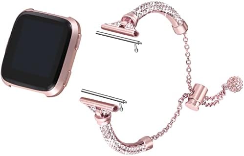 въжета bayite Bling, Съвместими със смарт часовник Fitbit Versa/Fitbit Versa 2/Fitbit Versa Lite и SE, Дамски Елегантни Метална гривна с кристали